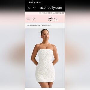 NWT Oh Polly White Strapless Rosette Mini Dress Size 0